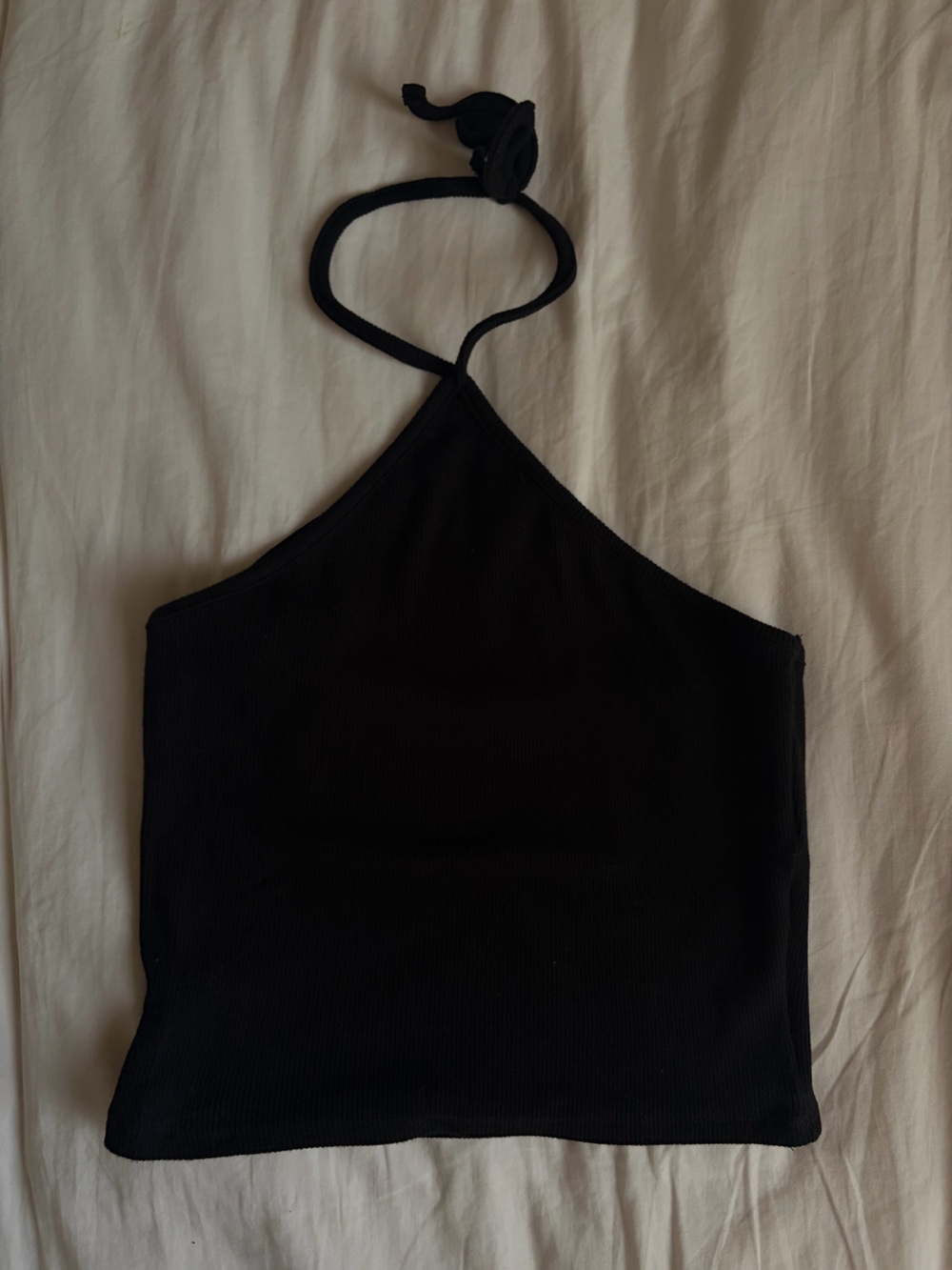 Garage Black Ribbed Halter Bandeau Top